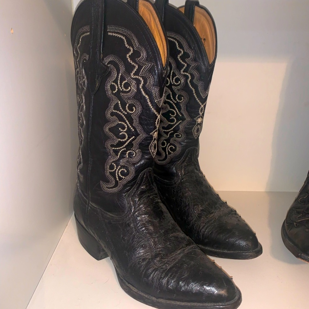 Pistolero Cowboy Boots Genuine Ostrich Skin Size 6